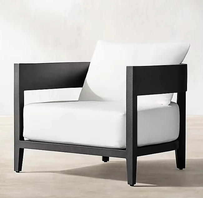 /Luxury design outdoor furniture smooth curved wraparound seat back handmade aluminum metal sofa set
