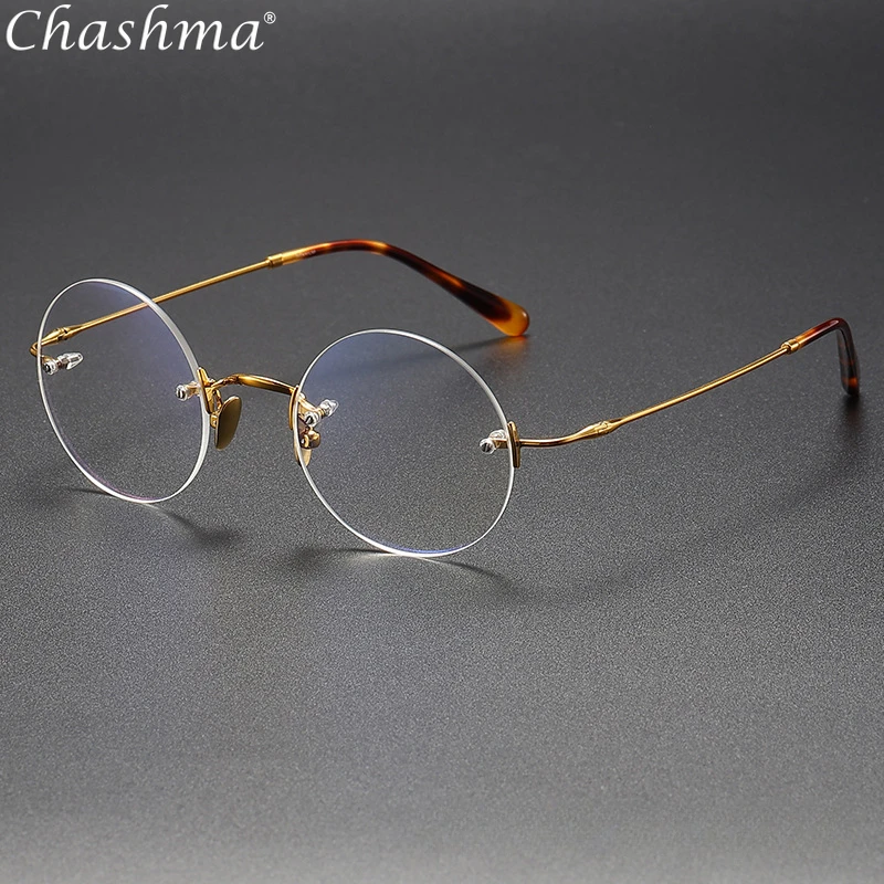 Janpanese Rimless Pure Titanium Glasses Frames for Men Women Designer Brand New Myopia Retro Round Prescription Eyeglasses Frame