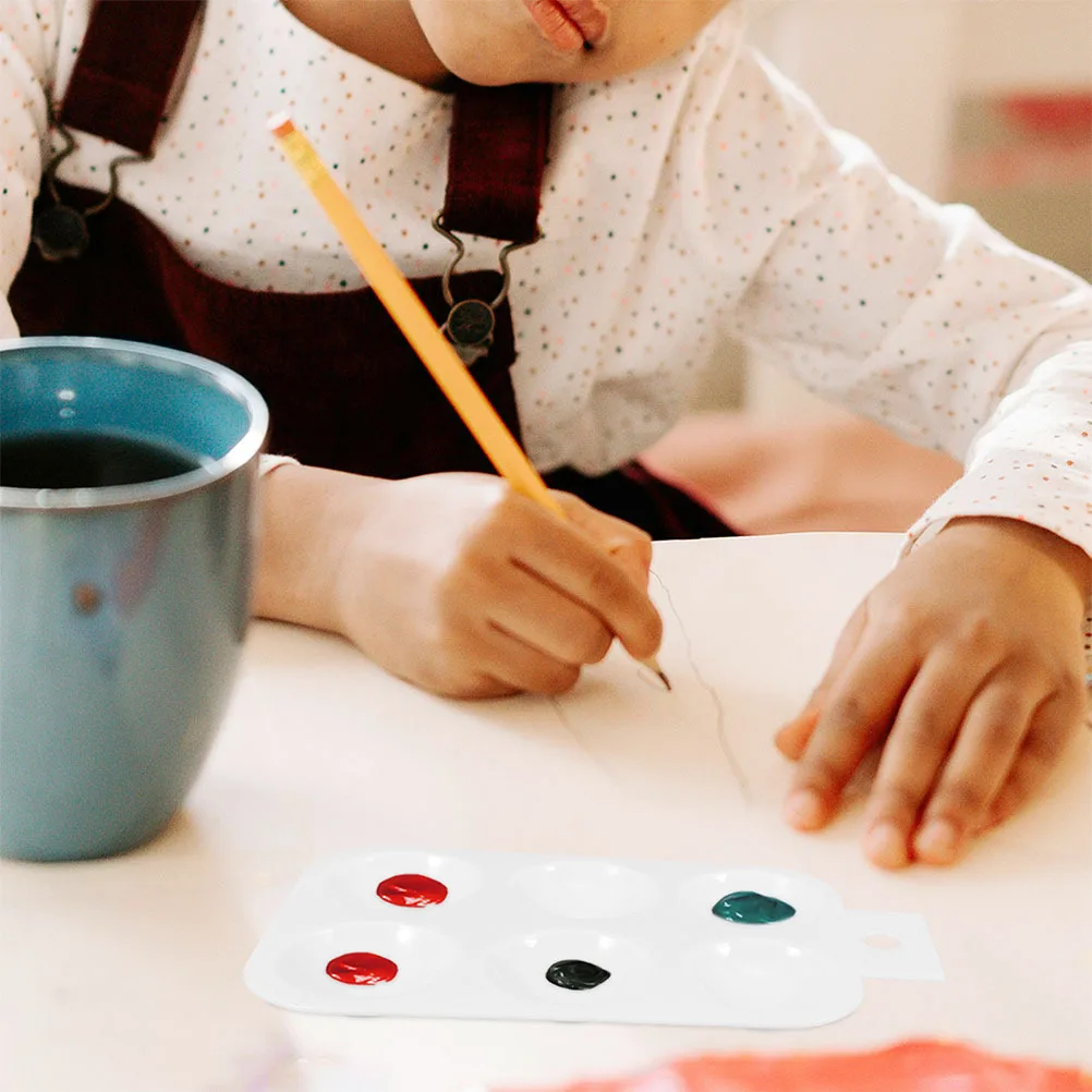 10 قطع من لوحة الطلاء البلاستيكية مكونة من 6 صينية مستطيلة خفيفة الوزن ومحمولة لصينية خلط الألوان المائية والرسم الفني