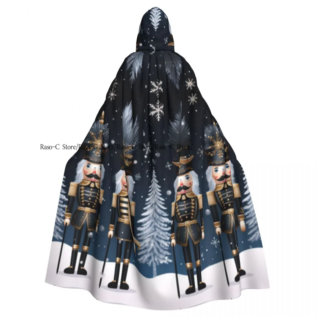 Unisex Witch Party Reversible Hooded Adult Vampires Cape Cloak Nutcrackers Pattern