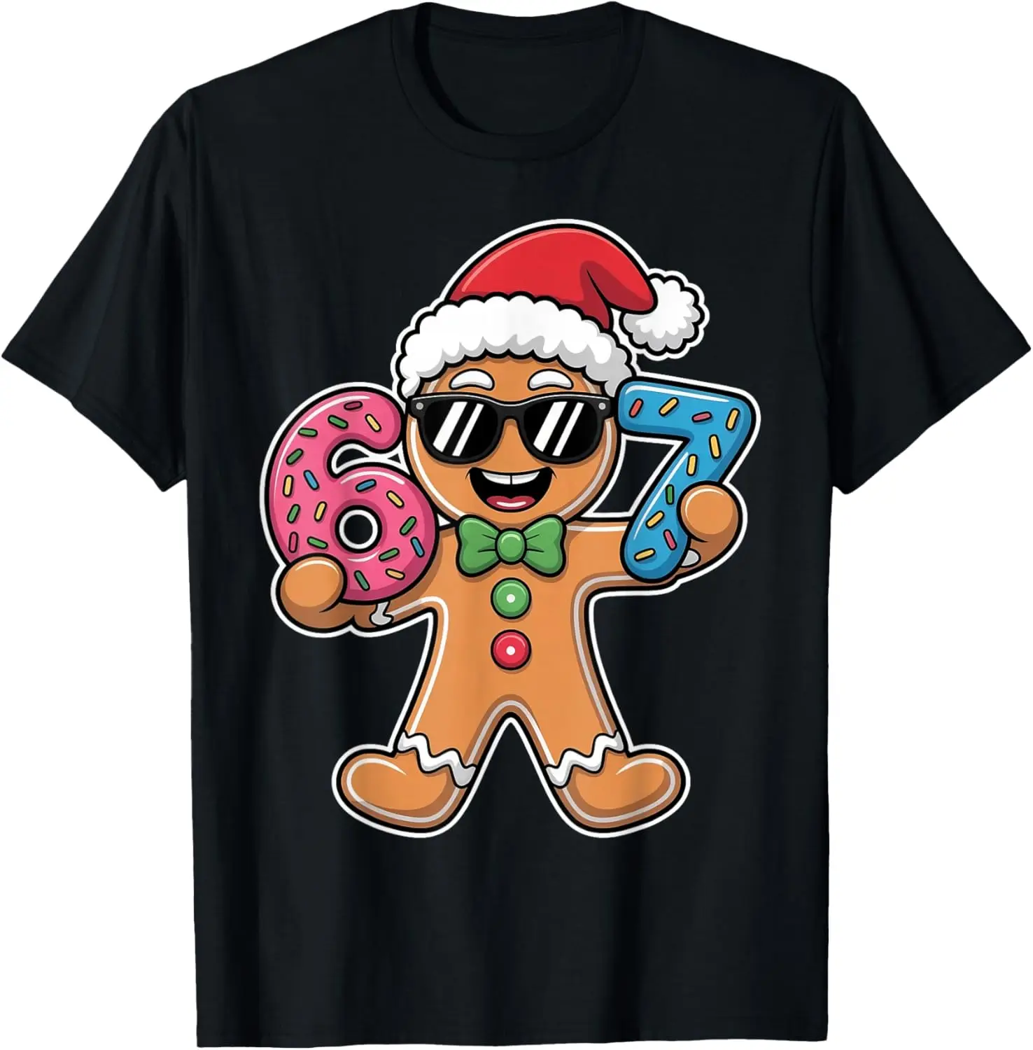 Funny 67 Christmas Six Seven Meme Xmas Gingerbread 6-7 Boys T-Shirt Summer Short-Sleeved Breathable Sweat-Wicking Versatile
