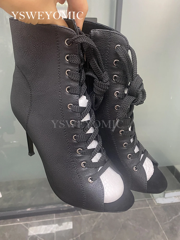 YSWEYOMIC Leather Dance Heels Outdoor Rubber Sole Black Real leather PU 11cm 9cm 7cm Heels Sexy Latin Salsa Heel Dance Shoes