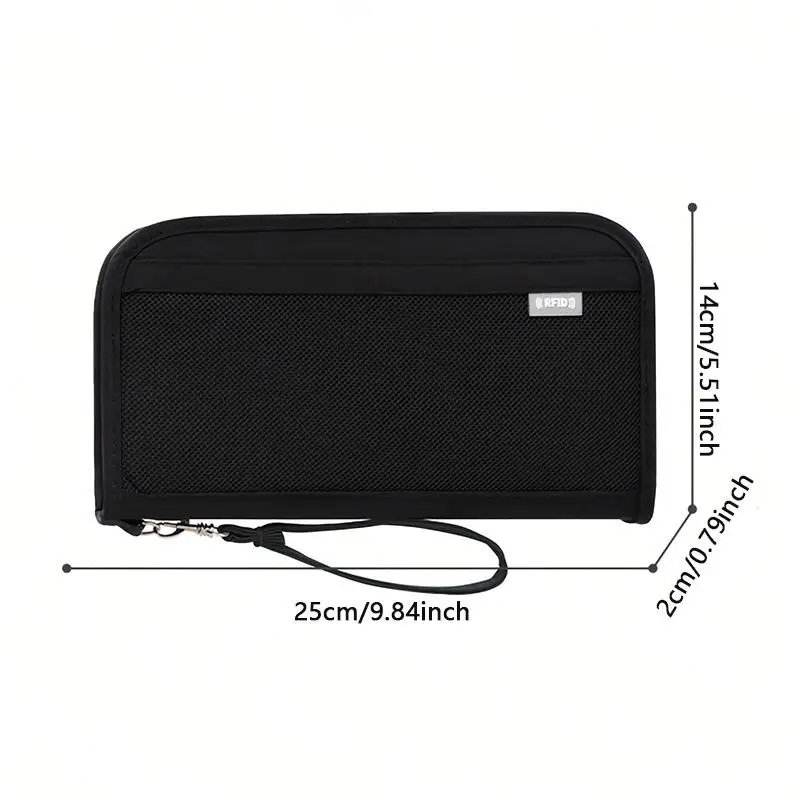 متعددة الوظائف RFID حجب حقيبة جواز السفر حامل مستندات السفر مع سحاب طويل تخزين التذاكر المحفظة لجوازات السفر المتعددة #6