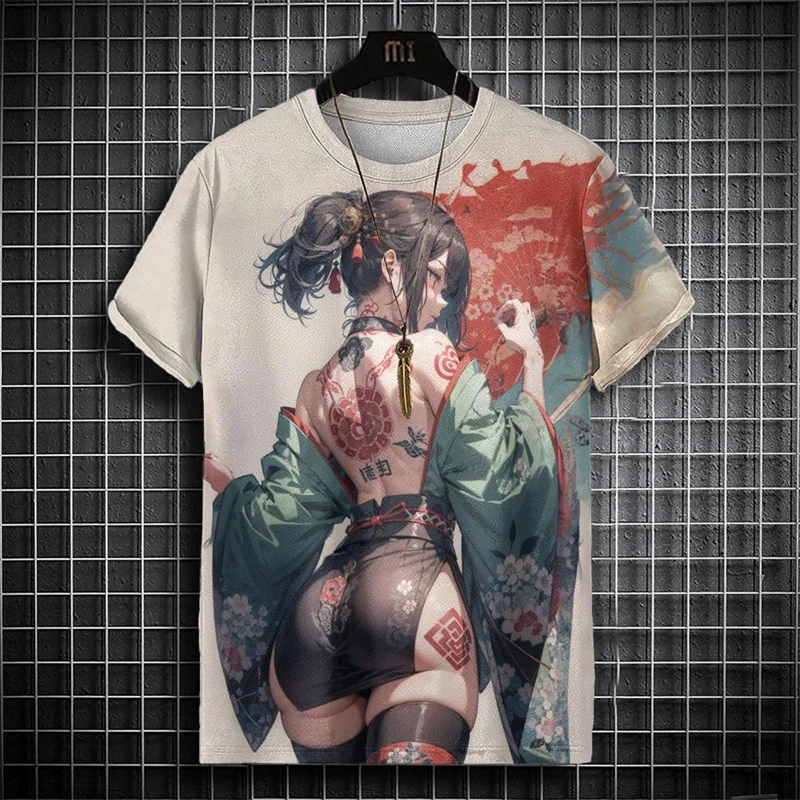 Trendy Anime Beauty Pattern T Shirts For Men Summer Fashion Streetwear 3D Printed Hip Hop Tees Loose Breathable Harajuku Tops
