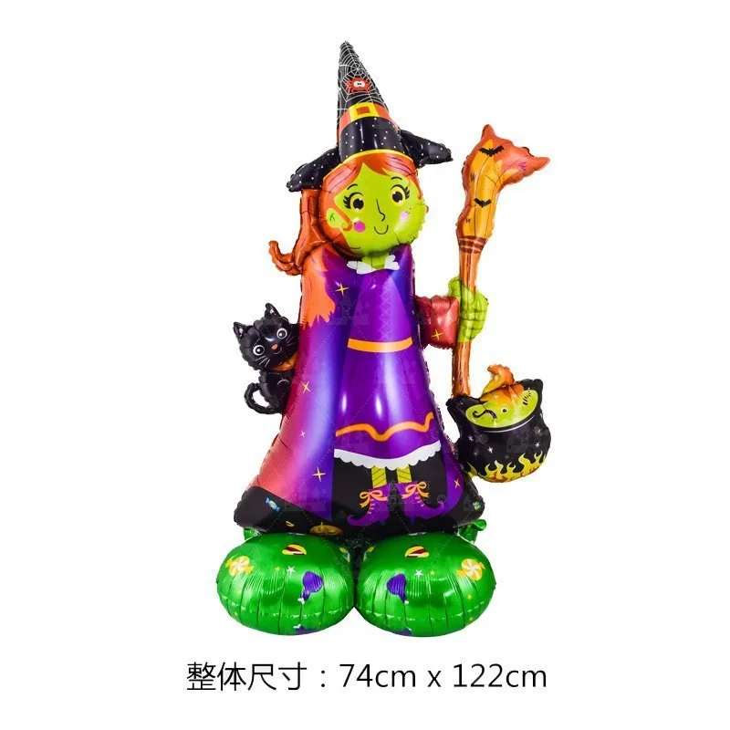 New 4D Halloween Balloon Stereo Balloon Column Halloween Tree Witch Tombstone Base Stand Aluminum Film South