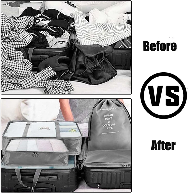 Promotion! 7PC Clothes Bag Set Packing Square Multifunctional Suitcase Organiser Suitcase Organiser Holiday Travel Square