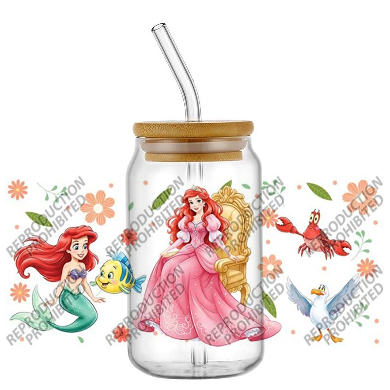 High Quality ‌3D Cartoon Beautiful Mermaid Decal Transfer Sticker for 16oz Libbey Can DIY Phone Mug Washable UV DTF Cup Wrap - view 3