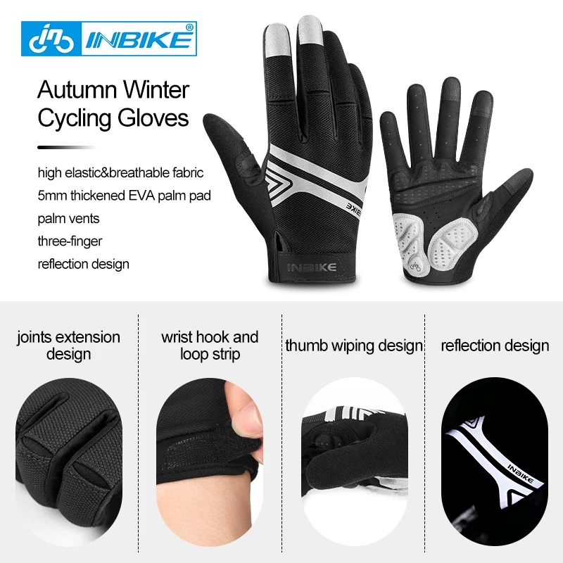 قفازات NBIKE لجميع الأصابع تعمل باللمس، حماية سميكة، ممتصة للعرق، قابلة للتنفس، غير قابلة للانزلاق، ملحقات الدراجة على الطرق الجبلية