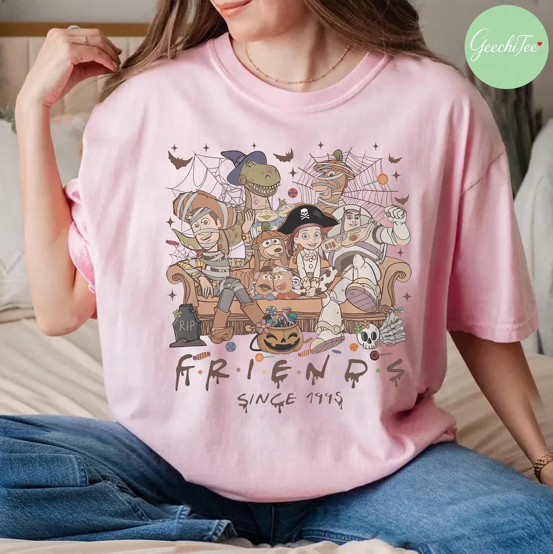 قميص Buzz Woody جيسي ريكس 1995، قميص ديزني بيكسار توي ستوري الهالوين المريح الملون، رحلة عائلية لمجموعة قصة الألعاب