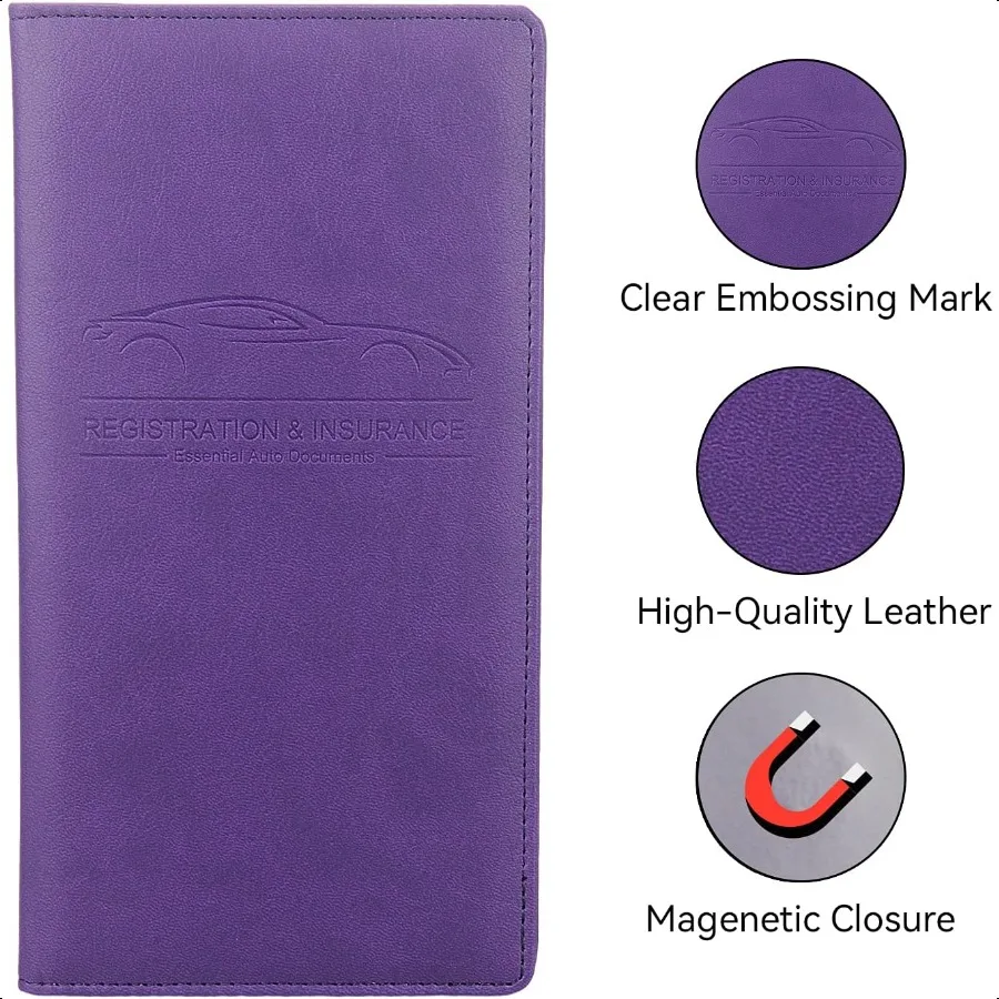 Organizer Kotak Sarung Tangan Mobil dari Kulit PU Premium untuk Registrasi Kendaraan dan Asuransi, Tempat Penyimpanan SIM, Kartu, dan Dokumen Penting