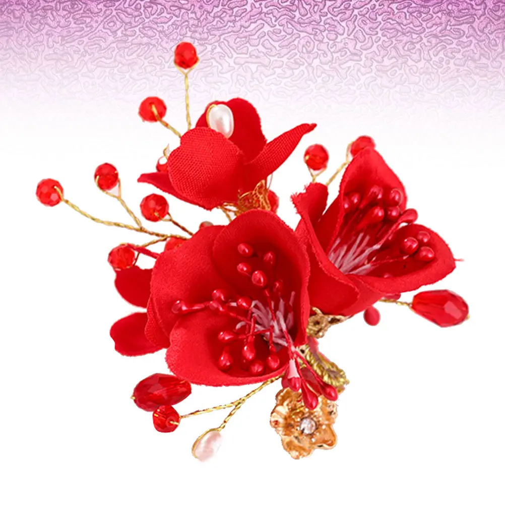 

Red Flower Hair Clip Handmade Party Bridal Headdress Creative Flower Hairpin Hawaii Girl Hairpin Hawaii Girl Hair Pin
