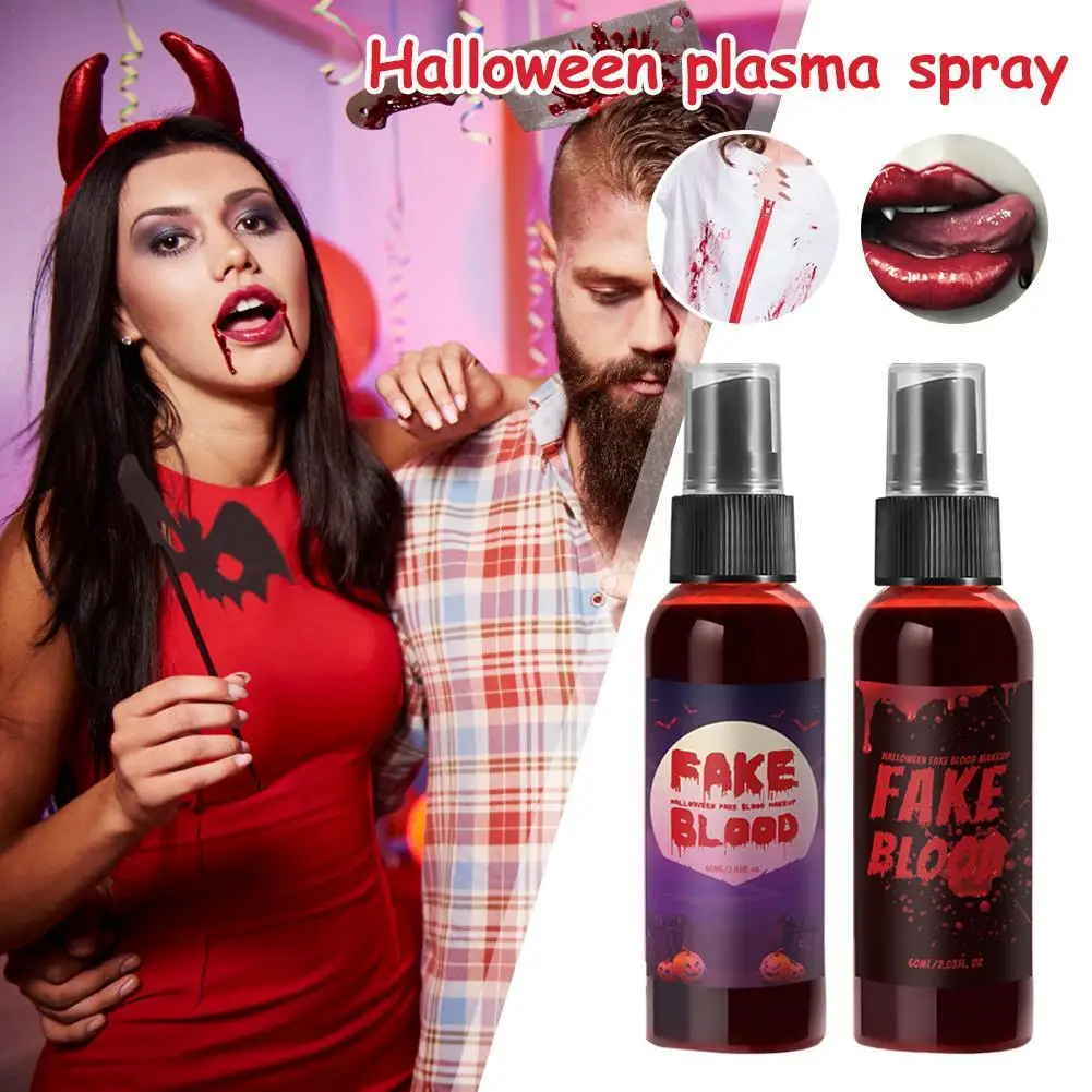 2PCS 60ml Halloween Fake Blood Makeup Kit-Fake Blood Spray Realistic Washable Special Effects Makeup Set