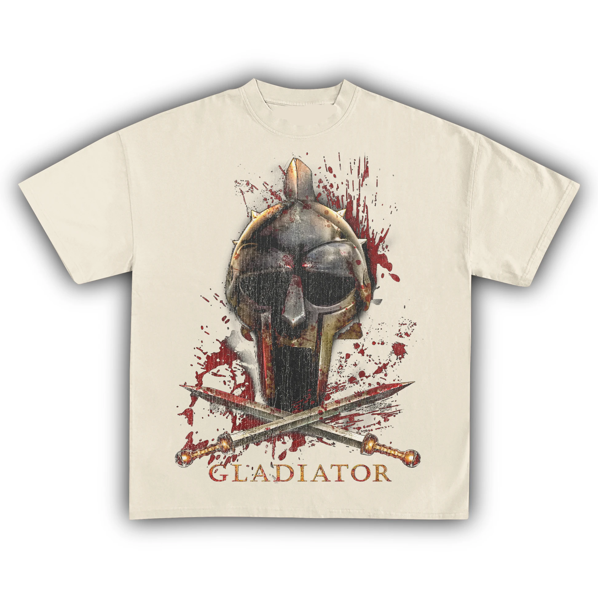 Gladiator Maximus Roman Warrior Retro T Shirt for Men Women Vintage Epic Movie Helmet Sword Graphic Tee Streetwear