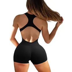 Women Compression Slimming Shapewear Seamless One Piece Jumpsuits Racerback Bodycon Tummy Control Yoga Rompers Backless Bodysuit