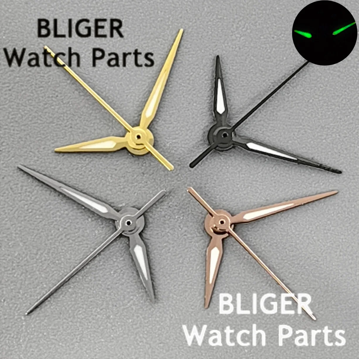 BLIGER NH05 Hands Silver/Gold/Rose Gold/Gun Watch Pointers Super Luminous Fit NH05A NH06A Movement For 24.5mm Dial Watch Parts