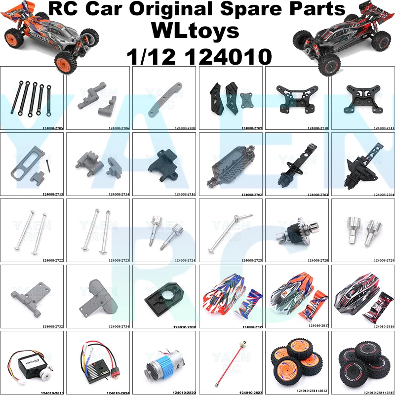 

WLtoys 1/12 124010 RC Car Original Spare Parts Set Brushless Motor Receiver Differential Shell Shock Absorber Tyre Dog Bone