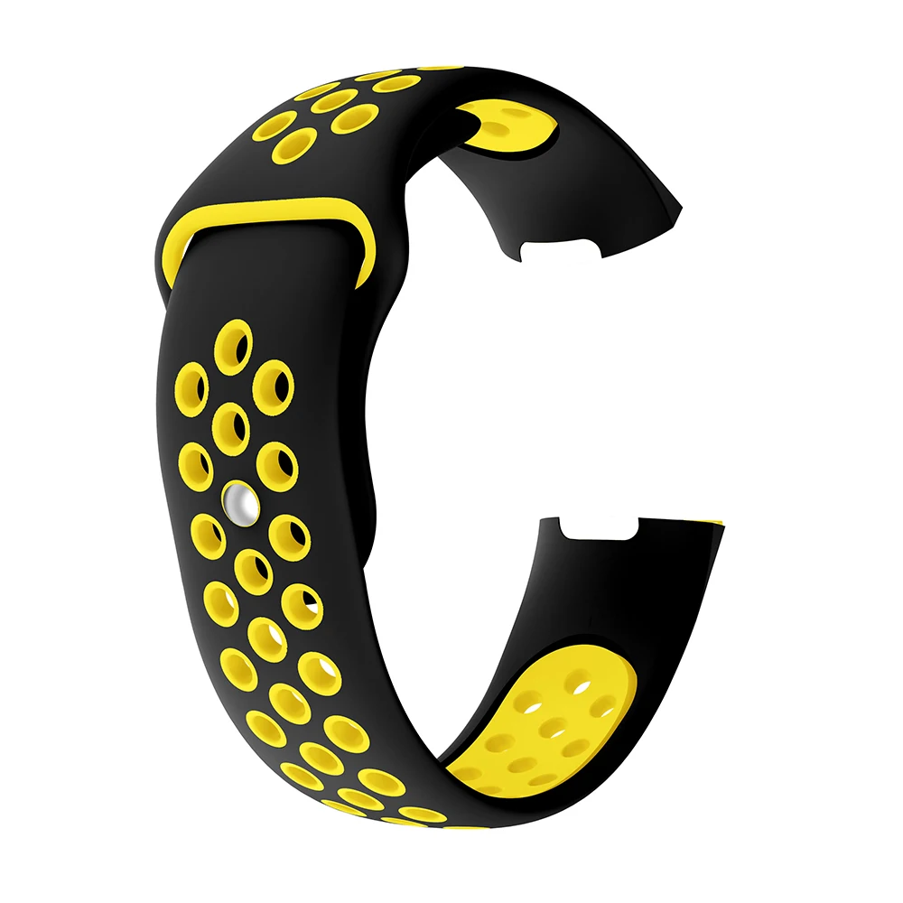 

Hollow Two-tone Soft Silicone Watch Strap for Fitbit Charge 4 / 3 - Size: L / Yellow