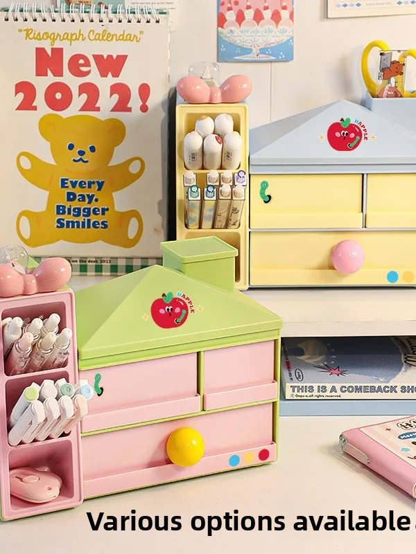 

Dopne House ape Desktop Organizer Box Slanted Der Sle Pen Holder Fem Student Desk Supply Storage Ra