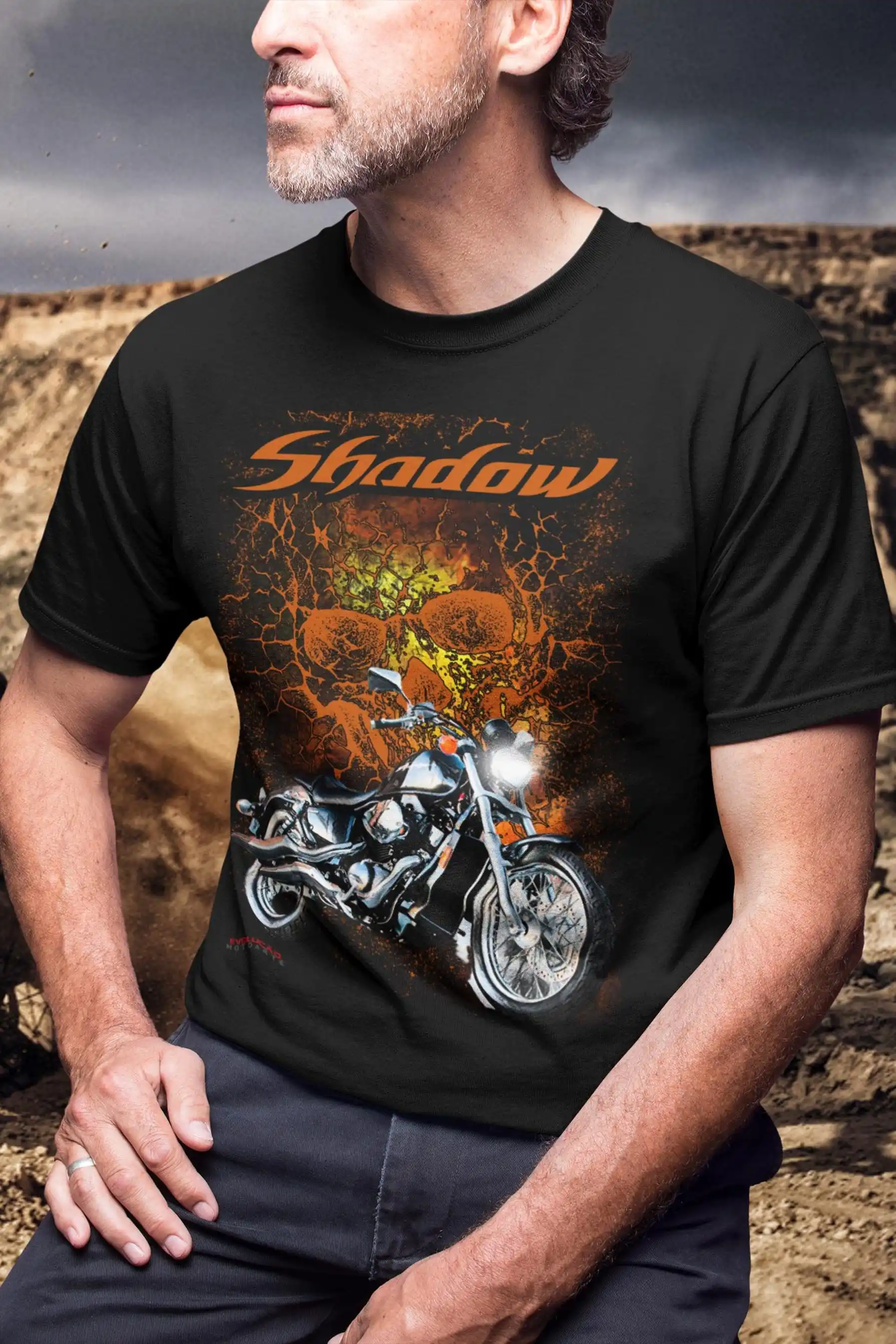 

651@EY H.onda Shadow 600 T Shirt The Biker Skull Motorcycle Tee For Custom Bobber Rider Fans V Twin Gift Apparel Moto VLX600 VT6