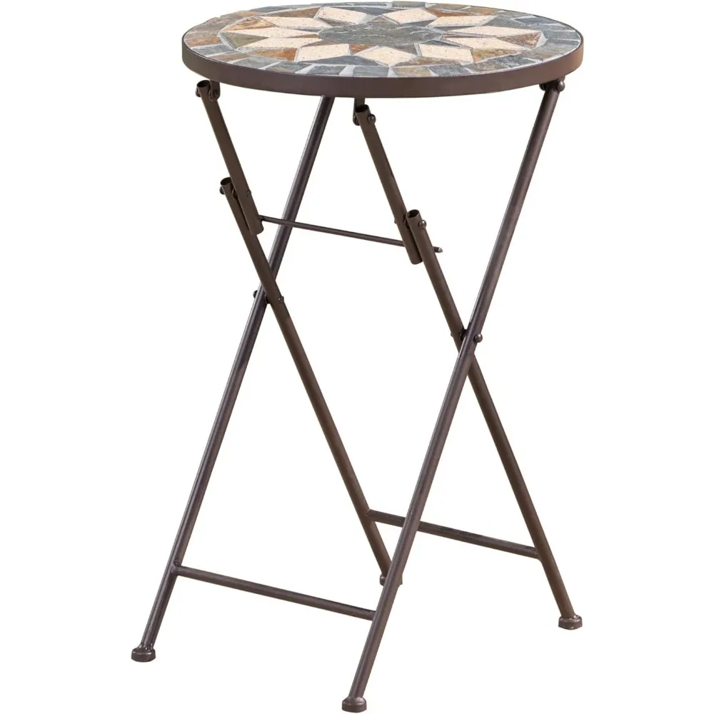 

Christopher Knight Home Silvester Outdoor Stone Side Table with Iron Frame, Beige / Black Outdoor Table