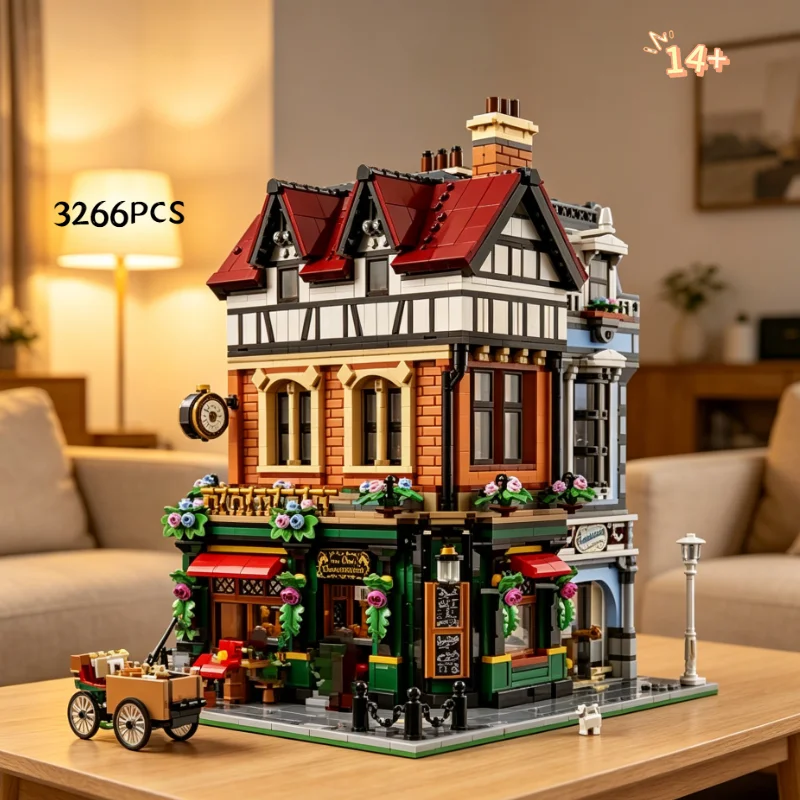 

3266PCS Tudor Corner Modular Buildings Creator Street View 10350 Building Block Assembly Model Toys For Birthday Christmas Gifts