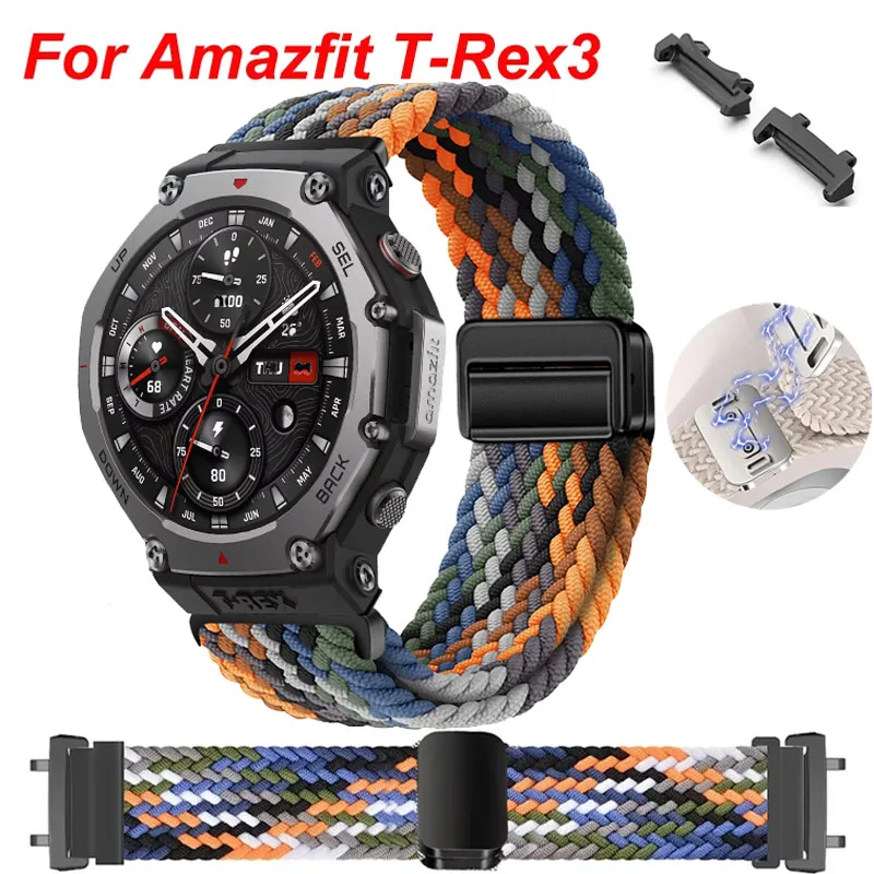 Magnetische Schnalle aus geflochtenem Nylon für Huami Amazfit T-Rex 3 Armband Correa für Huami Amazfit T-Rex 3 Smart Watch Gürtel Zubehör