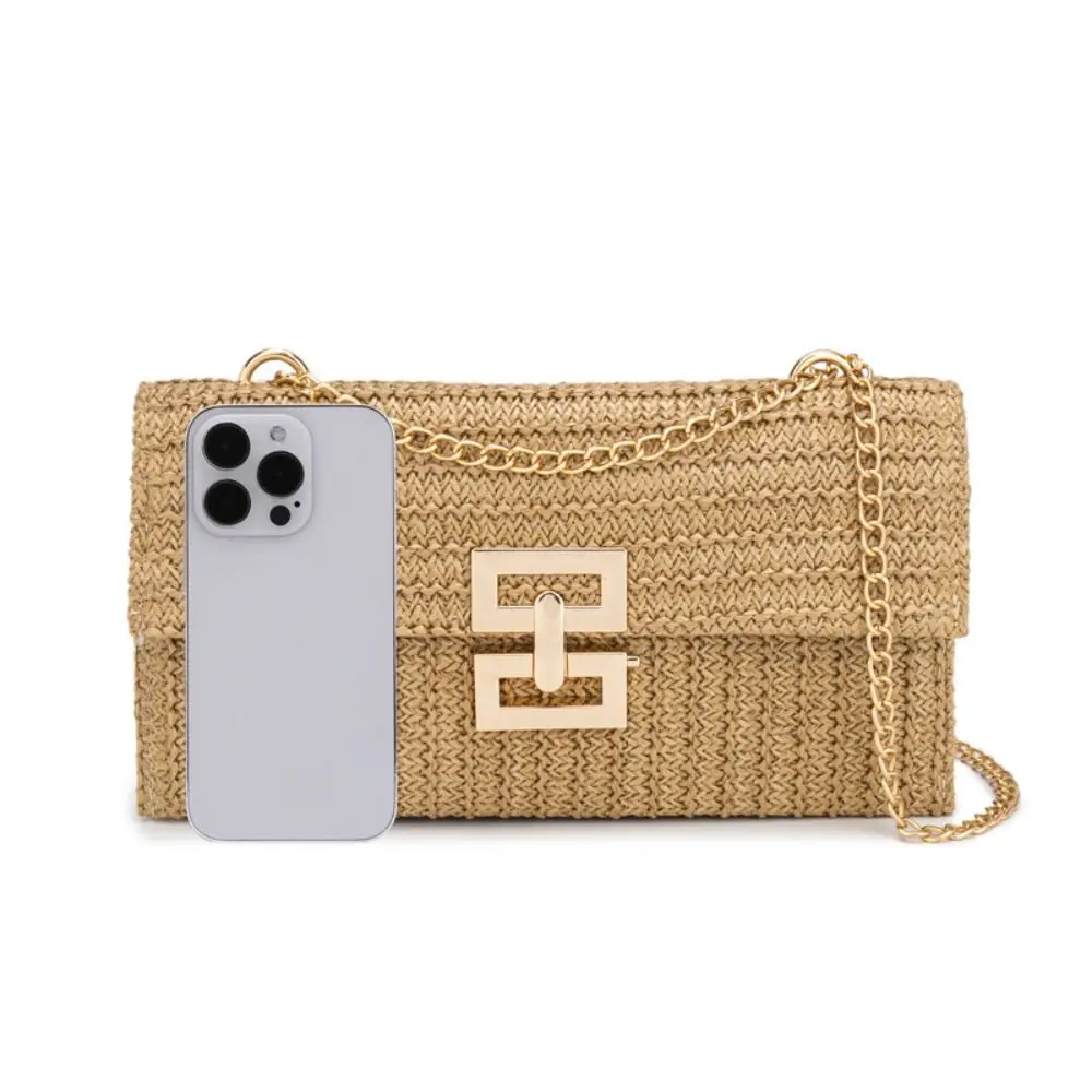 

Causal Raffia Crochet Women Straw Bag Sling Retro Style Shoulder Bag Beach Rattan Woven Summer Retro Style Purse Wallet Travel