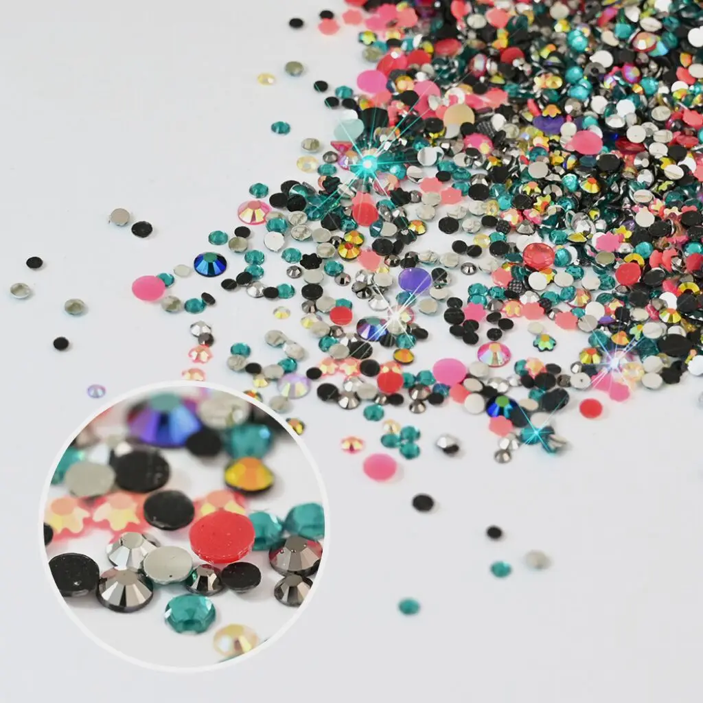 50g/10000pcs Big Package Resin Non Hot Fix Rhinestones Bulk Wholesale AB Flat Back Plastic Crystals Nail DIY Glitters Stone Gems