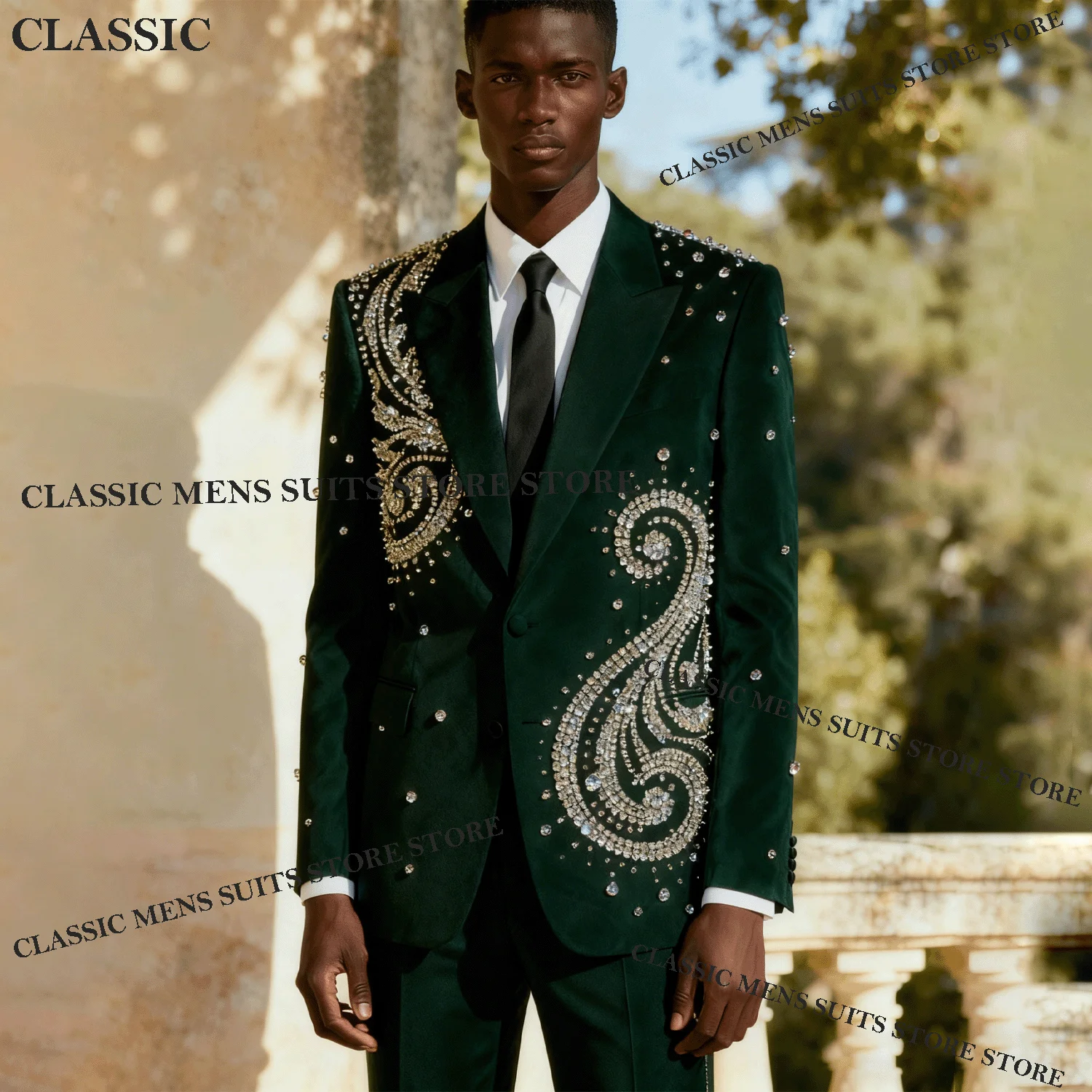 

Роскошные мужские костюмы со стразами и кристаллами, смокинги для жениха, свадебные мужские вечерние комплекты из 2 предметов, индивидуальный пиджак с остроконечными лацканами, Ropa Hombre