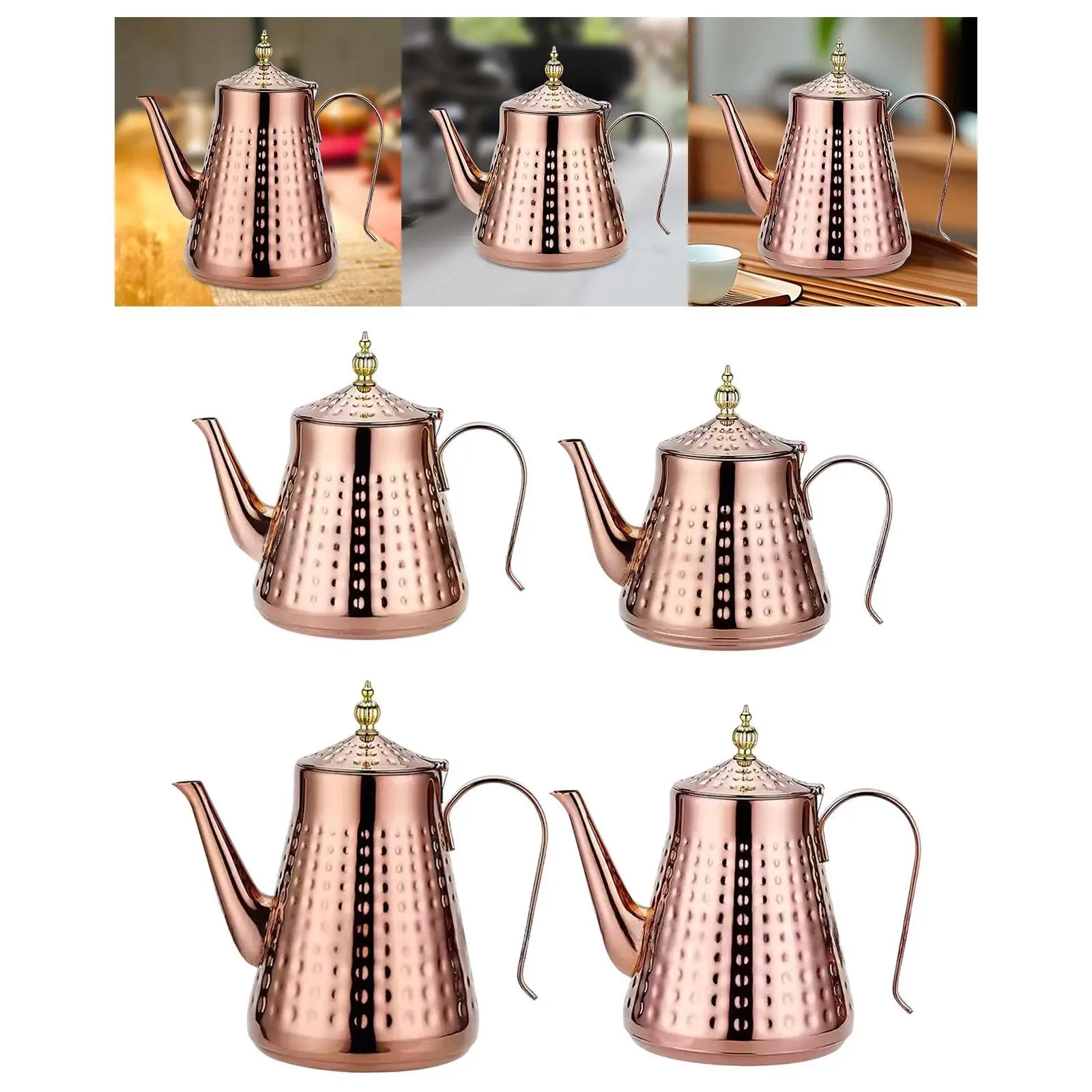 

Stainless Steel Tea Kettle Coffee Pot Hammered Design with Strainer Coffee Server for Office Camping Restaurants Party Home