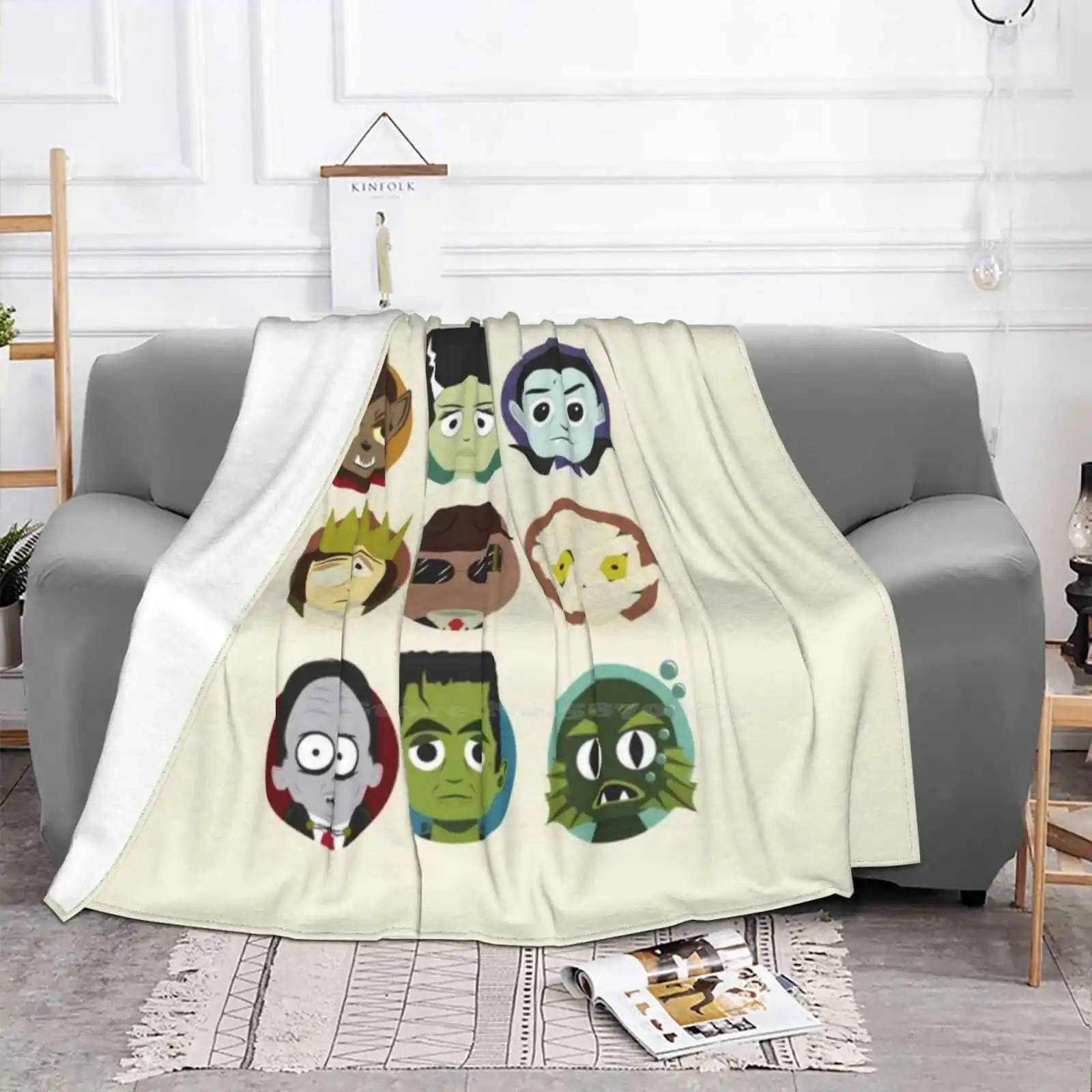 Little Monsters Trend Style Funny Fashion Soft Throw Blanket Universal Monsters Vampire Dracula Wolfman Hunchback Invisible Man