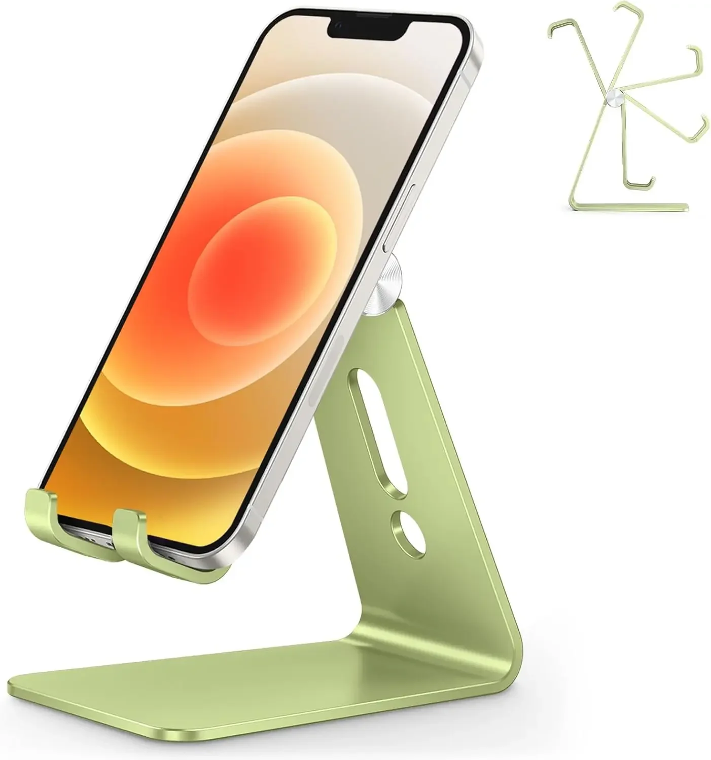 

Adjustable Phone Stand for iPhone, Samsung, Google Pixel – Aluminum Desktop Holder with Secure Grip