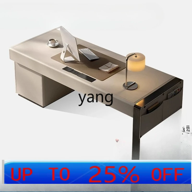 LMM light luxury modern home writing desk computer table saddle leather desk