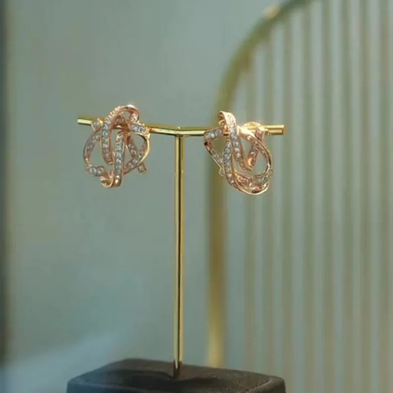 2024 Korean Wave New Park Min Young Same Style Earrings Fashion Geometry Flower Zircon Women's Jewelry Accessories Fan Gift