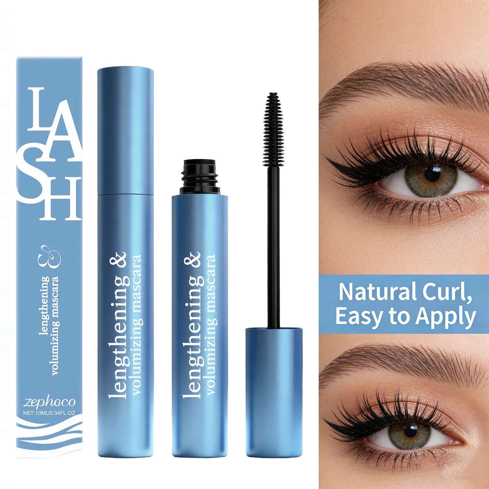 Black Curling Mascara Volumizing Long Curling Eyelash Waterproof Anti-Smudge Lengthening Fast Drying Eyelashes Cosmetic