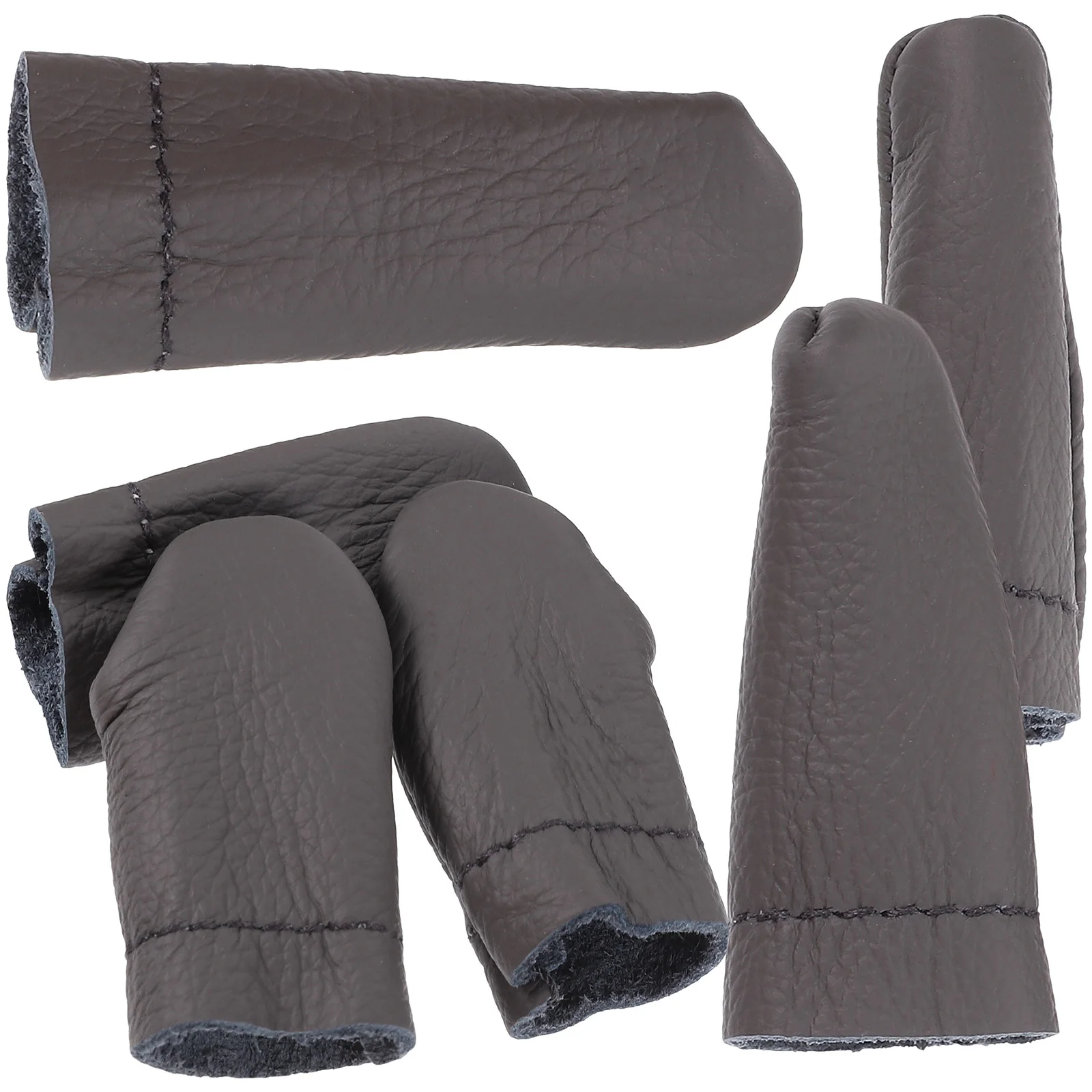 6 szt. Grube ochraniacze na palce z skóry bydlęcej do robótek dziewiarskich, haftu, szycia, rękodzieła, nakładki na kciuk i palec środkowy, izolowane, wygodne