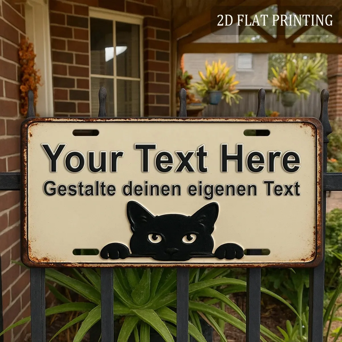1 Pack 2D Flat Custom Aluminum Sign 11.8x5.9 Inch, DIY Custom Text Rustic Outdoor Garden Wall Decor Gift, Decorative Use Only