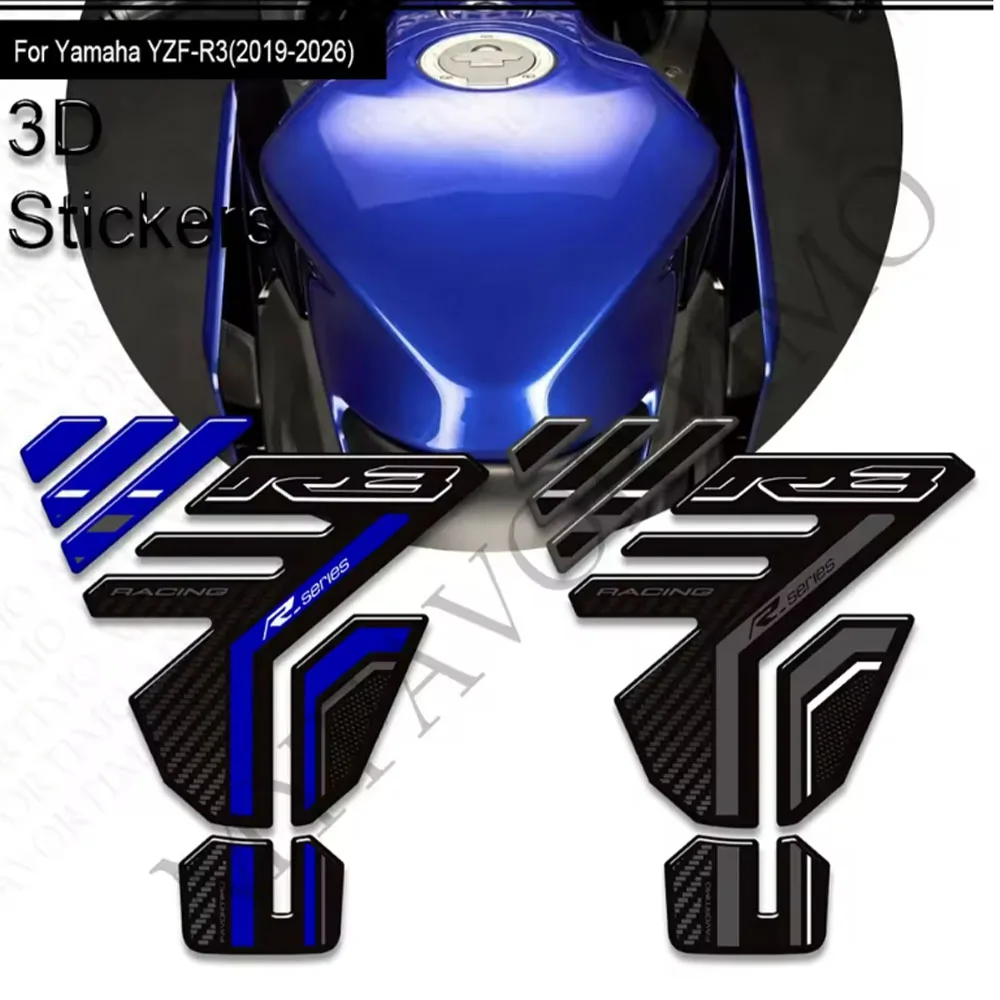 

Motorcycle For Yamaha YZF-R3 YZFR3 YZF R3 Tank Pad TankPad Cap Grips Gas Fuel Kit Knee Stickers Decals Protection 2017 - 2026