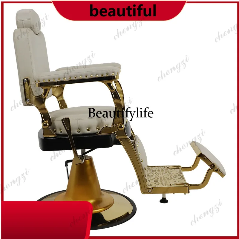 k182  Beauty Men's Vintage Barber Chair Eyelashes Shaving Designer Rolling Barber Chair Swivel Arm Salon Furniture