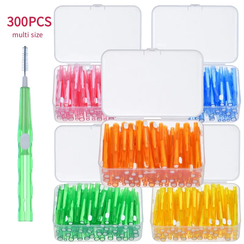 

300PCS Interdental Brushes Between Teeth for Braces, Dental Teeth Cleaning Tool, Multi Size Orthodontic Flossers Kit