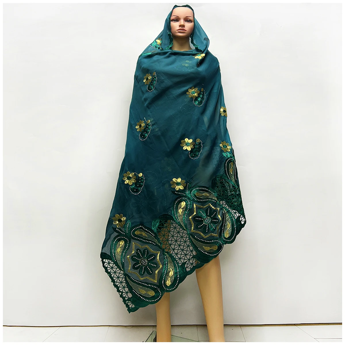 2025 New Hot Sale African Women 100% Cotton Hollow Out Devise Scarf Muslim Women Hijab Scarfs Big Size Cotton Scarf for Shawls