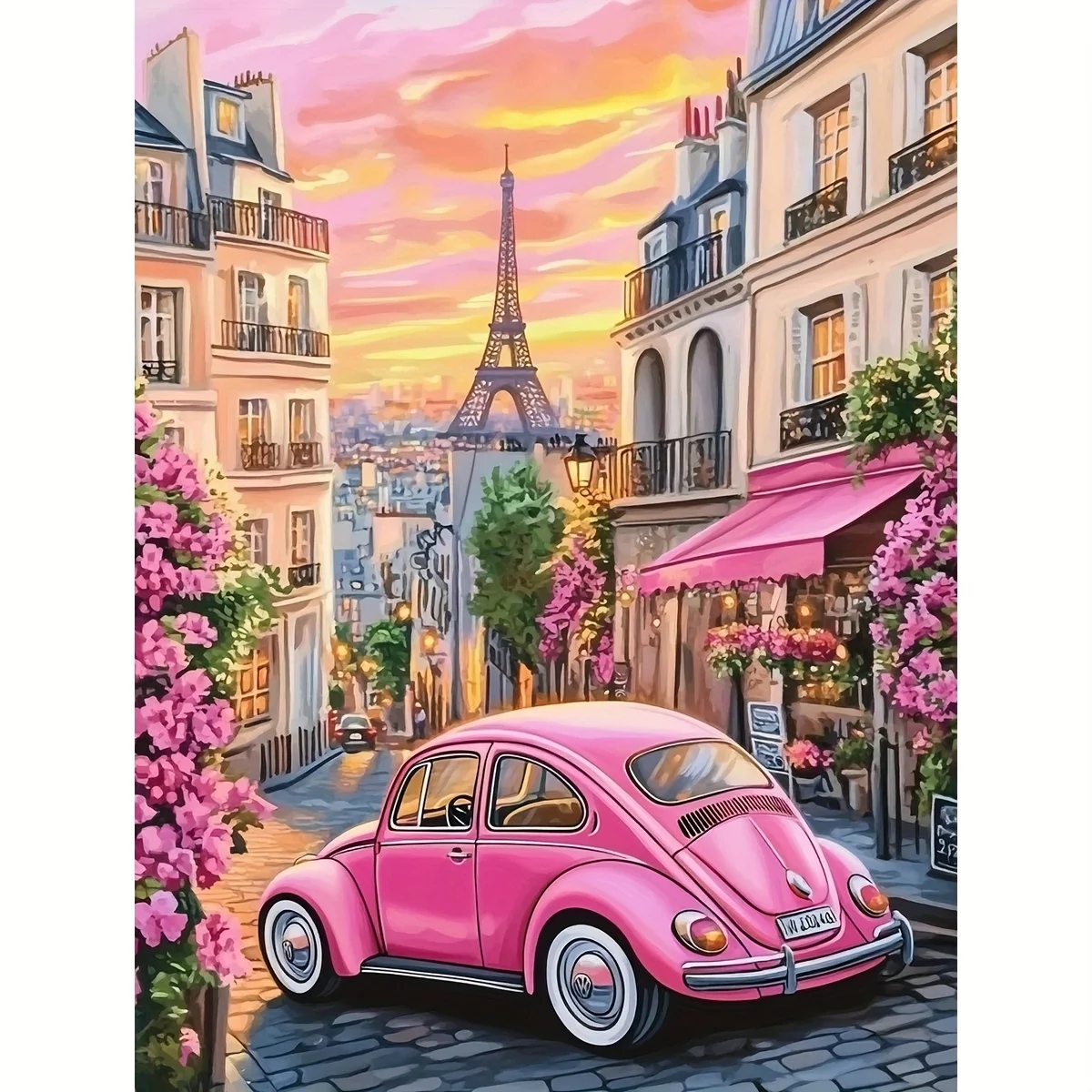 Diamantmalerei Rosa Auto Diamant-Mosaik Handgemachte Kunst Exquisites Kreatives Geschenk Heimdekoration