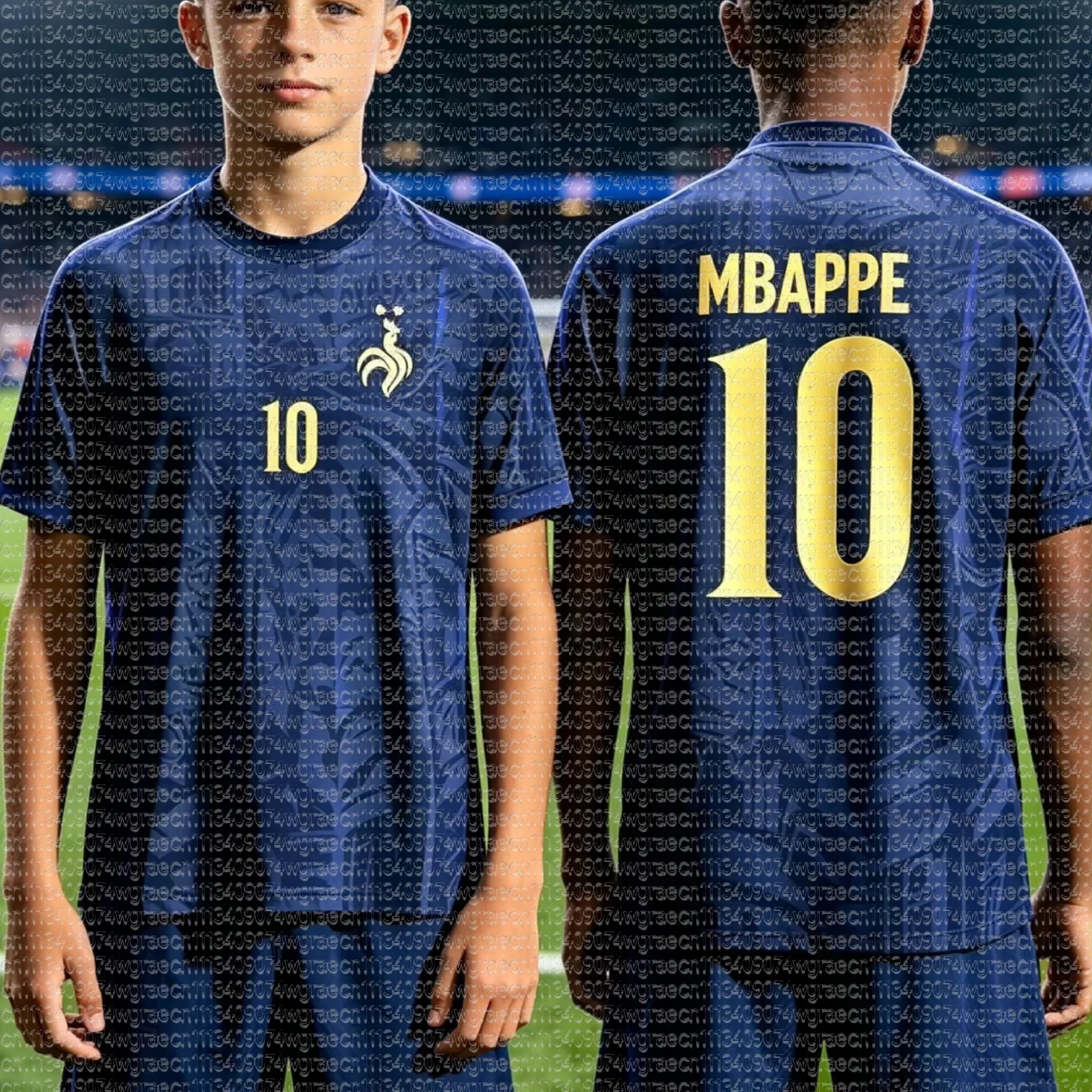 Image of 2026 Frankreich Fan Mbappe Nr. 10 Fußballtrikot Neues Herren T-Shirt Damen T-Shirt Kinder Eltern-Kind Schnelltrocknend Kurzarm Kinder T-Shirt