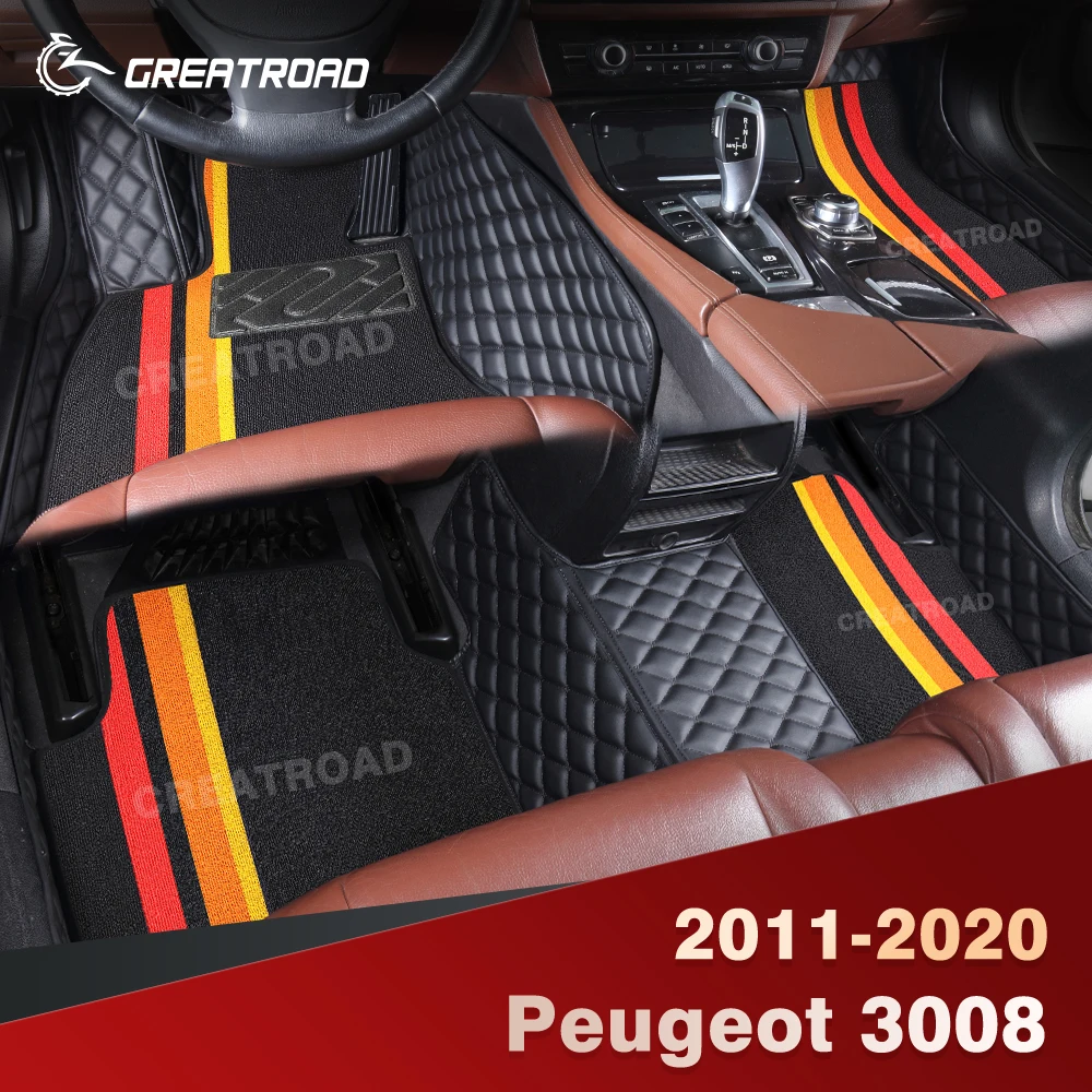 

For Peugeot 3008 2011-2020 Double Layer Car Floor Mats Custom Auto Carpet Cover Interior Accessories