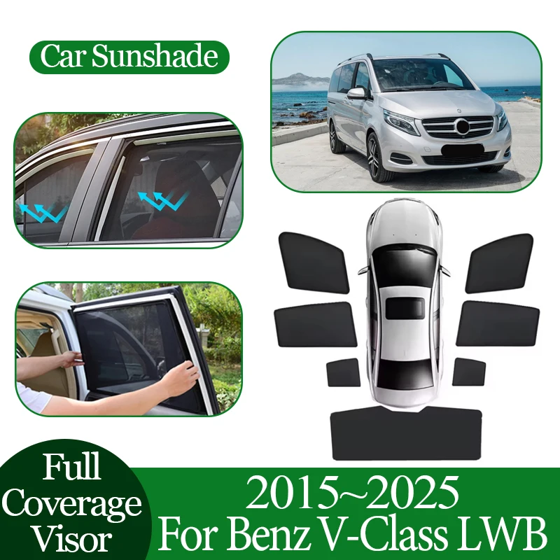 

Car Magnetic Sunshade For Mercedes Benz V-Class Marco Polo W447 LWB MK3 2015~2025 Privacy Coverage Blocking Curtain Auto Parts