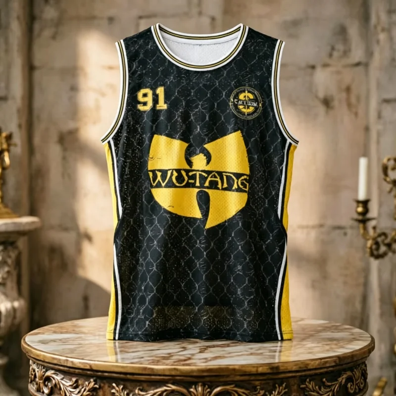 2026 Sommer Wu-Tang Clan Basketballtrikot # 91 3D-Druck Ärmelloses Rundhals-Loose-Fit 90er Hip-Hop Streetwear Weste für Familie und Kinder – Detail 2