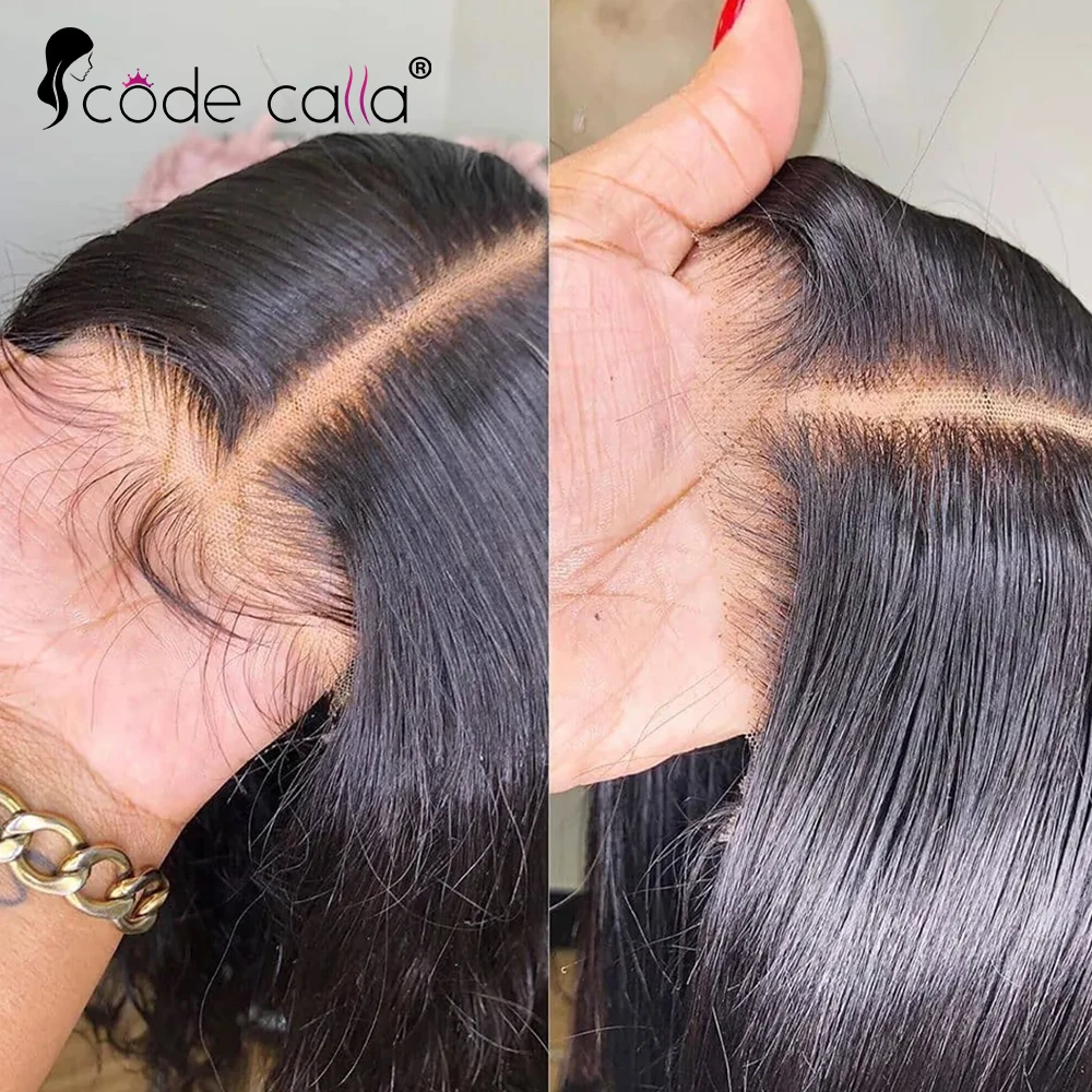 Peluca de cabello humano liso con cierre frontal 4x4, postizo de encaje transparente, corte Bob, HD, 13x4, 180%