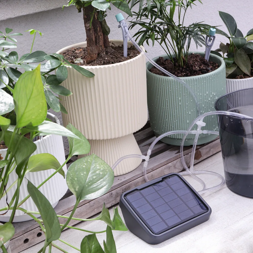 Solar Automatic Watering System Kit Automatic Timed Drip Irrigation Waterer Garden Potted Plant Solar Watering Device