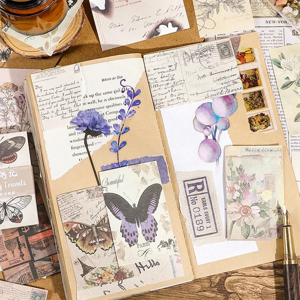 학생용 빈티지 스크랩북 스티커, 다기능 DIY 스크랩북 스티커