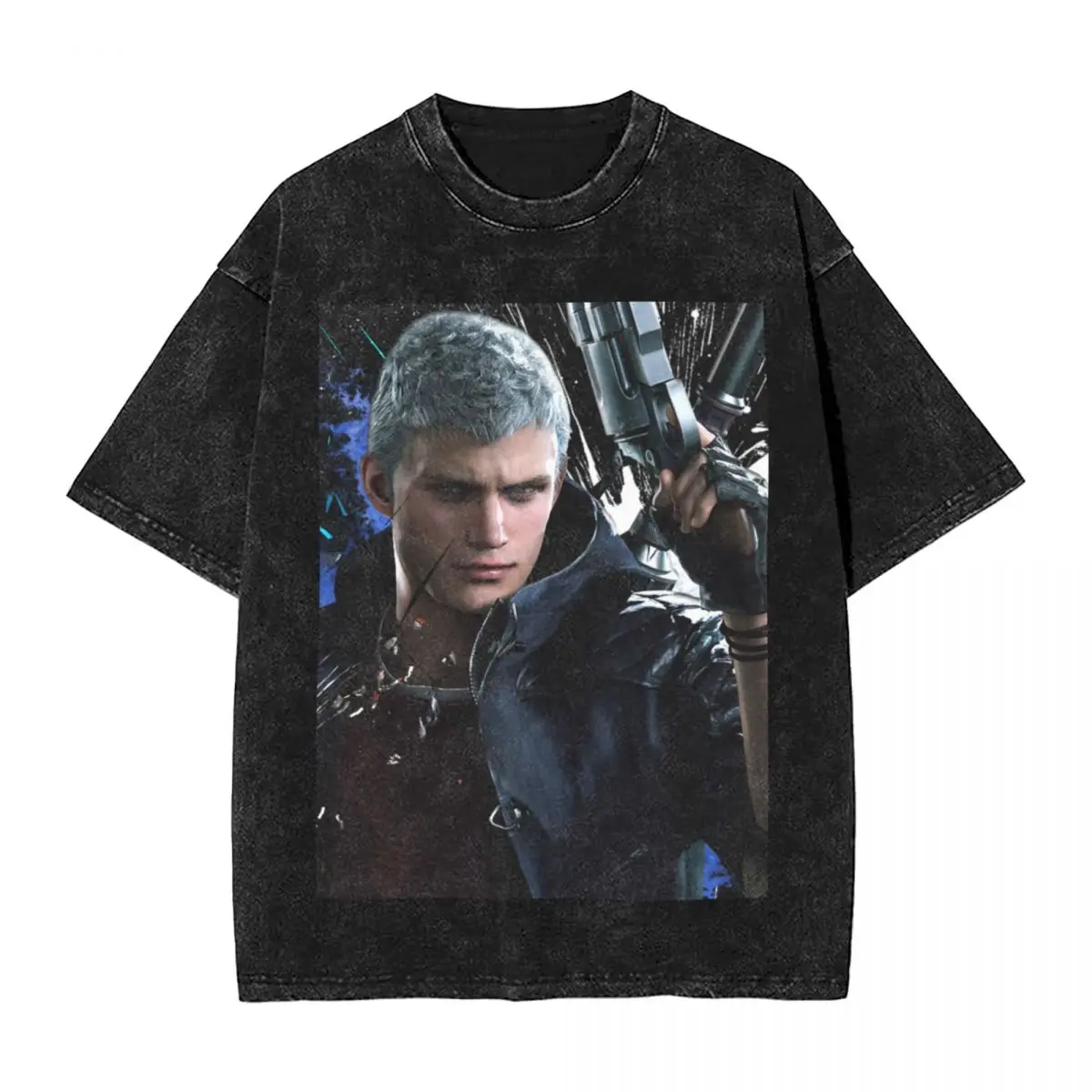

Промытые футболки Nero DMC 5, уличная футболка в стиле хип-хоп, футболка Devil May Cry для мужчин и женщин, с коротким рукавом, с принтом в стиле Харадзюку